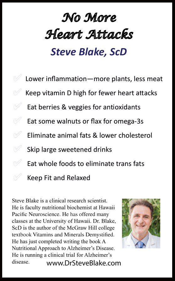 No More Heart Attacks book back cover by Steve Blake